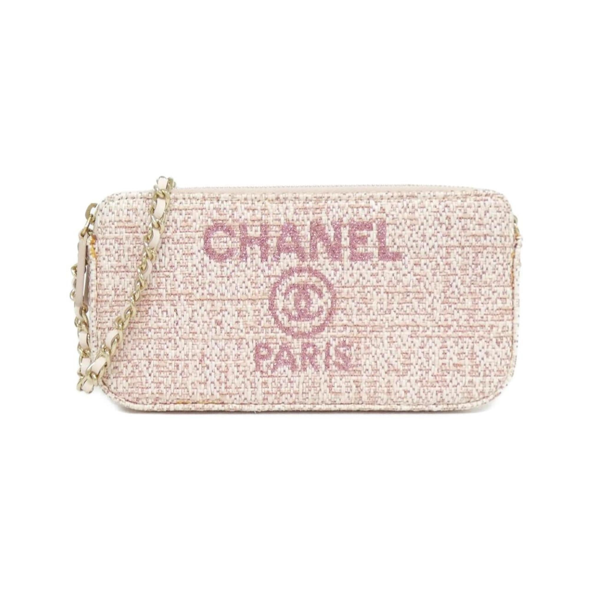 Chanel Pink Canvas Nylon Chain/Shoulder Wallet (Pre-Owned)