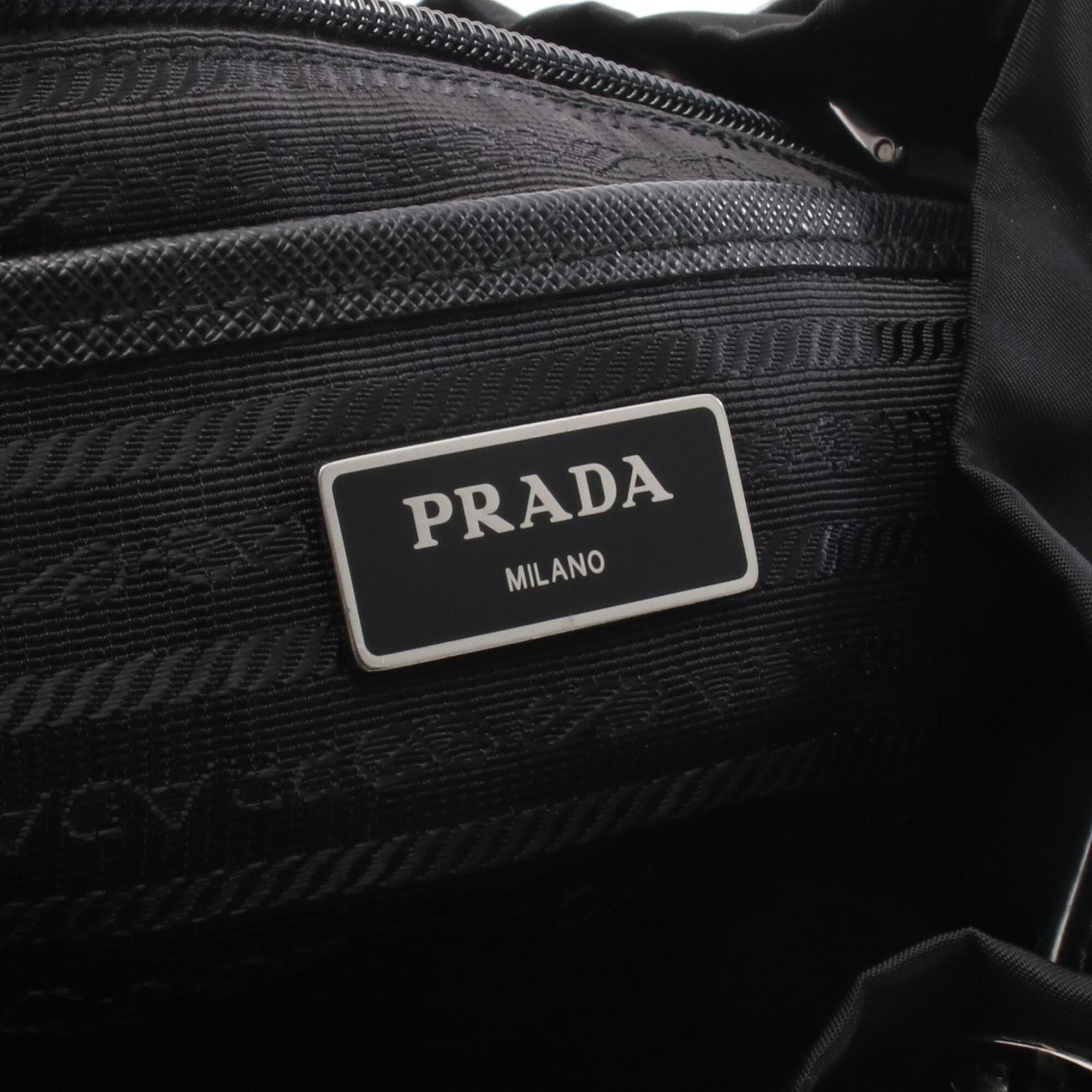 Prada Black Pink White Nylon Leather Backpack Handbag (Pre-Owned)
