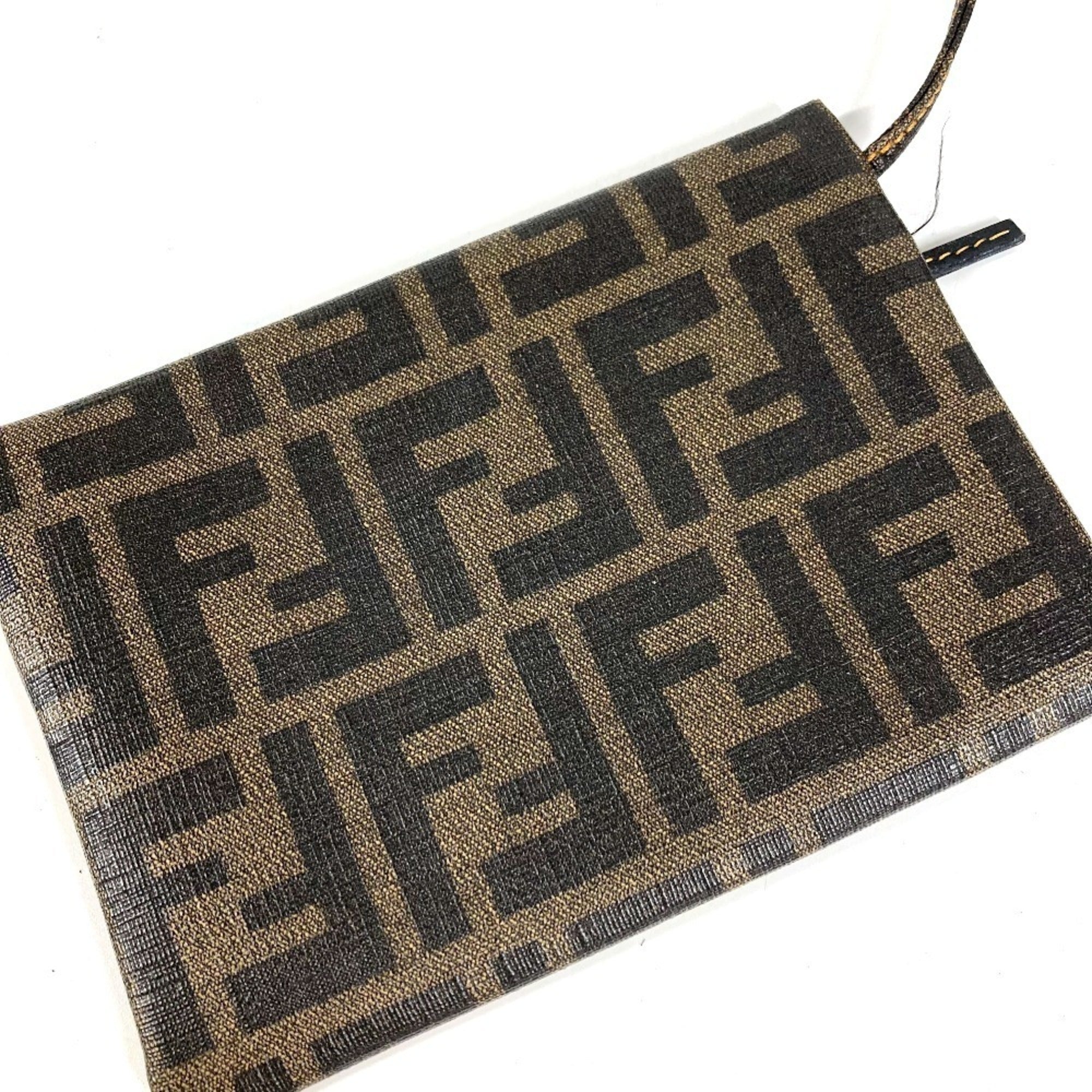 Fendi Zucca Brown Pvc Handbag Pouch Shoulder Bag Tote Bag (Pre-Owned)