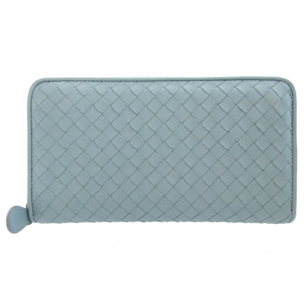 Bottega Veneta Light Blue Leather Long Wallet (Bi-Fold) (Pre-Owned)