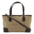 Prada Beige Dark Brown Khaki Canvas Leather Handbag Shoulder Bag (Pre-Owned)