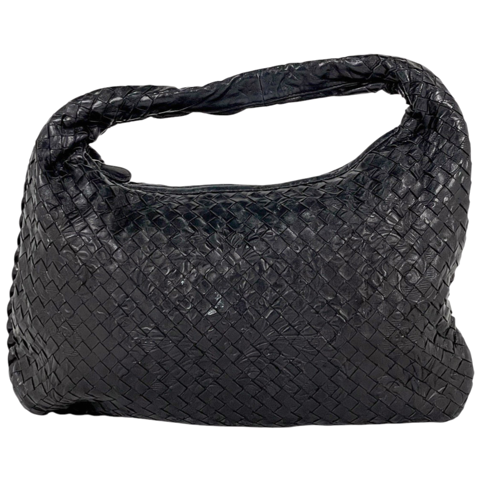 Bottega Veneta Black Leather Handbag Shoulder Bag (Pre-Owned)