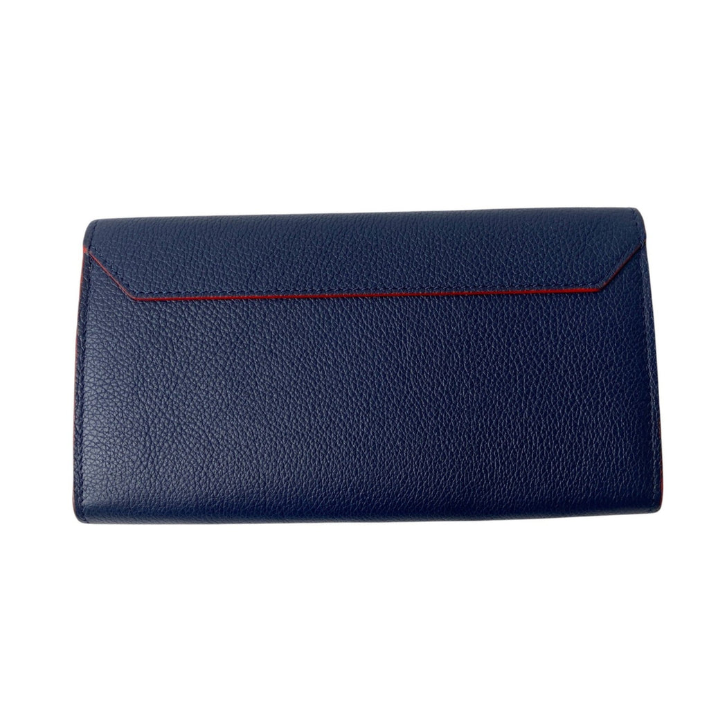 Louis Vuitton Navy Leather Long Wallet (Bi-Fold) (Pre-Owned)