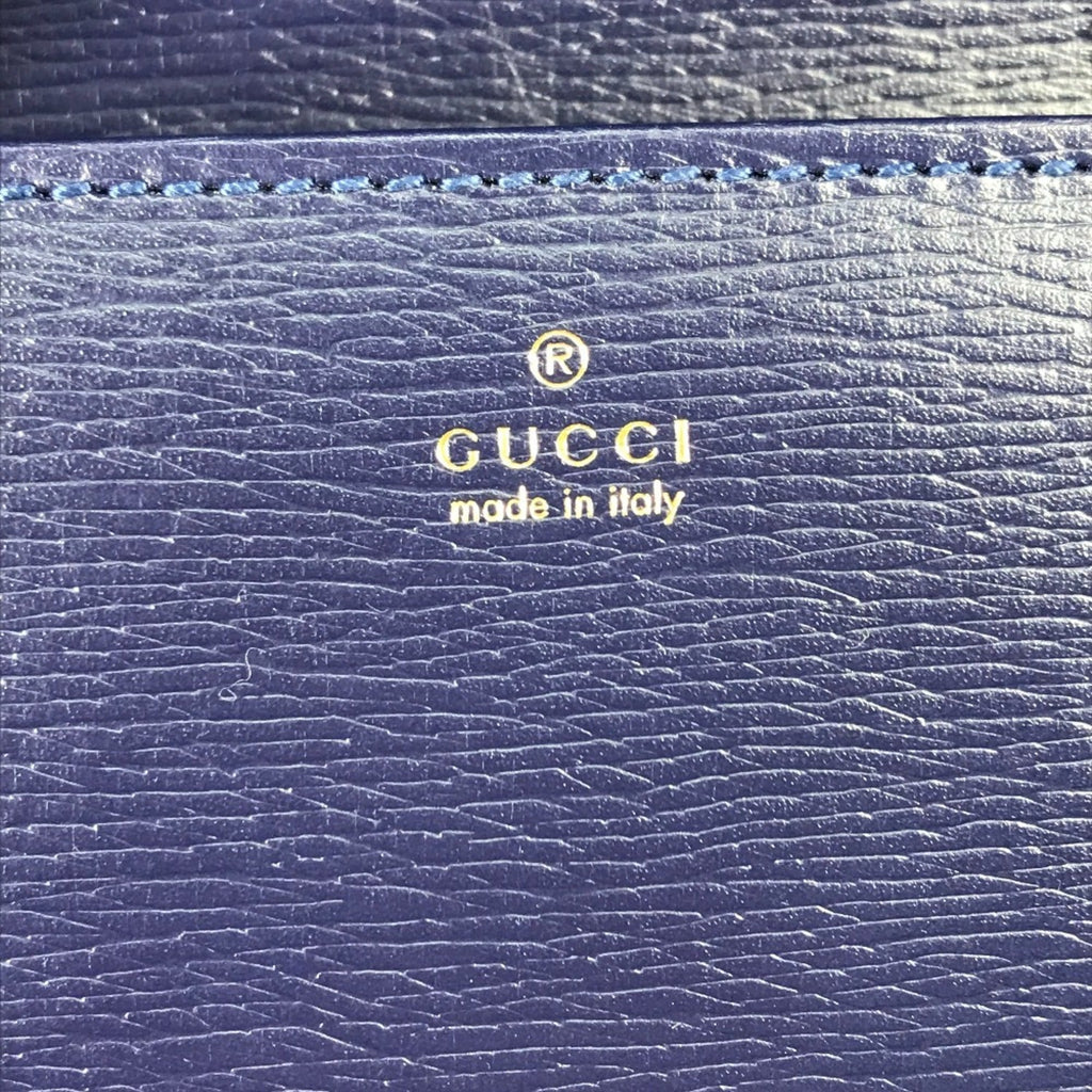 Gucci Navy Red Color Leather Chain/Shoulder Wallet (Pre-Owned)