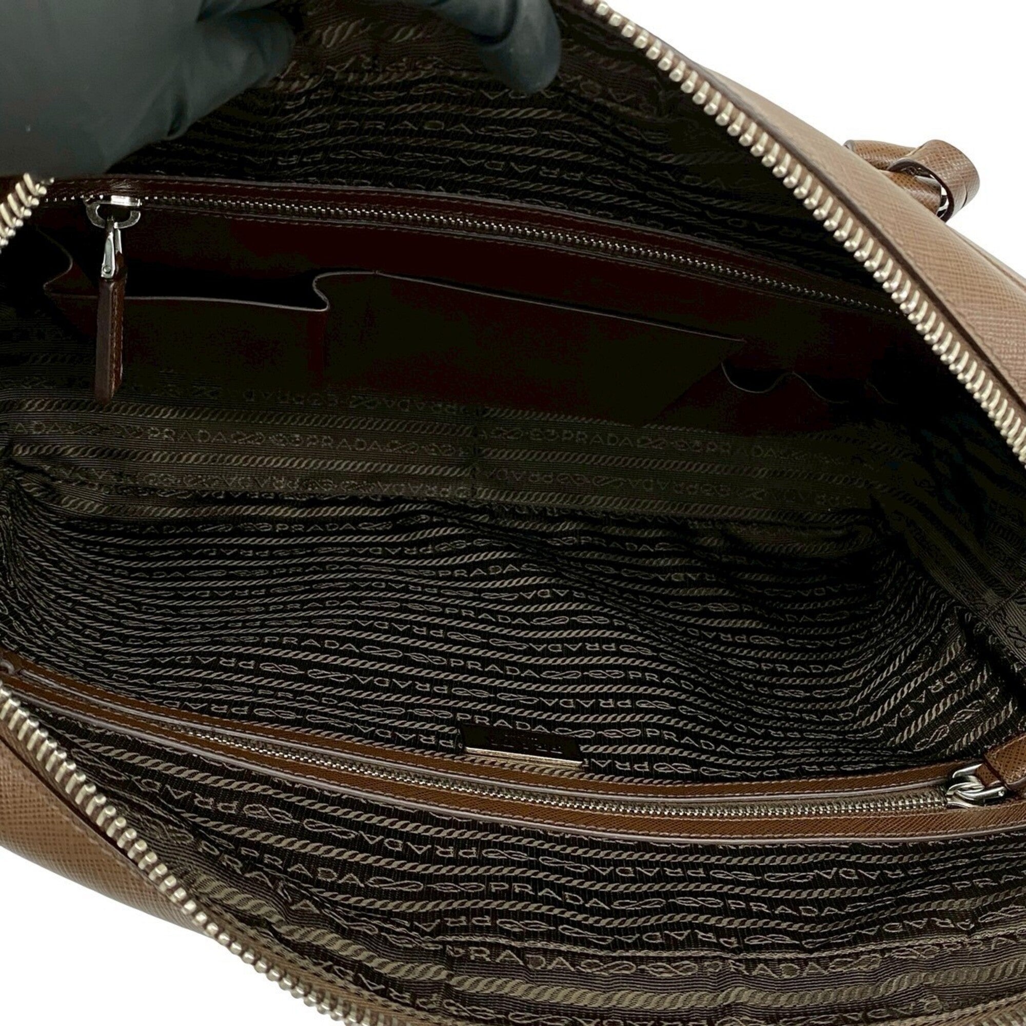 Prada Brown Leather Briefcase (Pre-Owned)