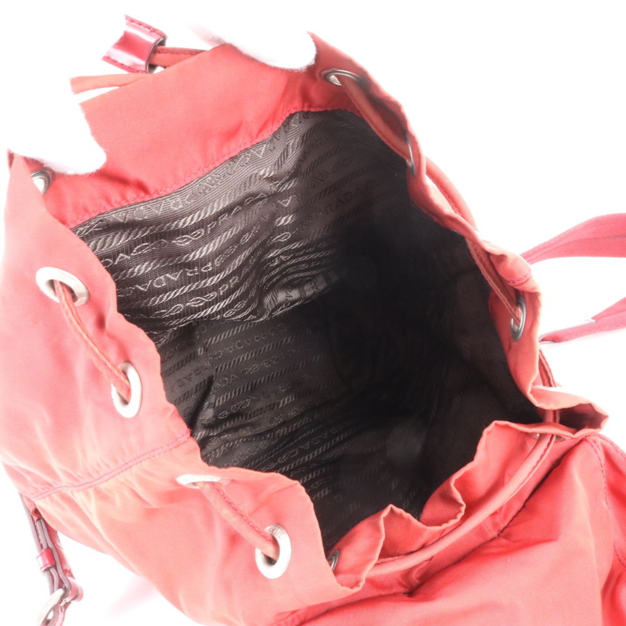 Prada Red Color Nylon Leather Backpack (Pre-Owned)