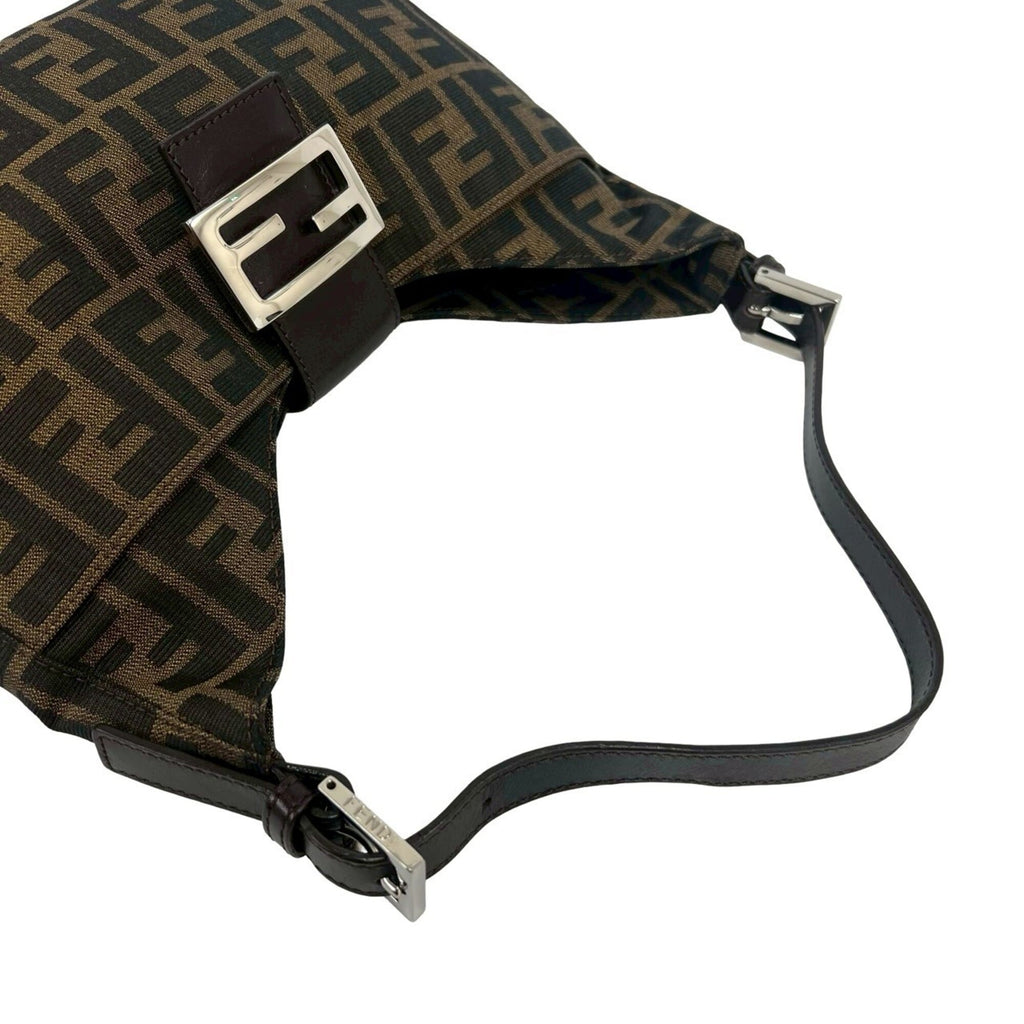 Fendi Black Brown Canvas Leather Shoulder Bag (Pre-Owned)