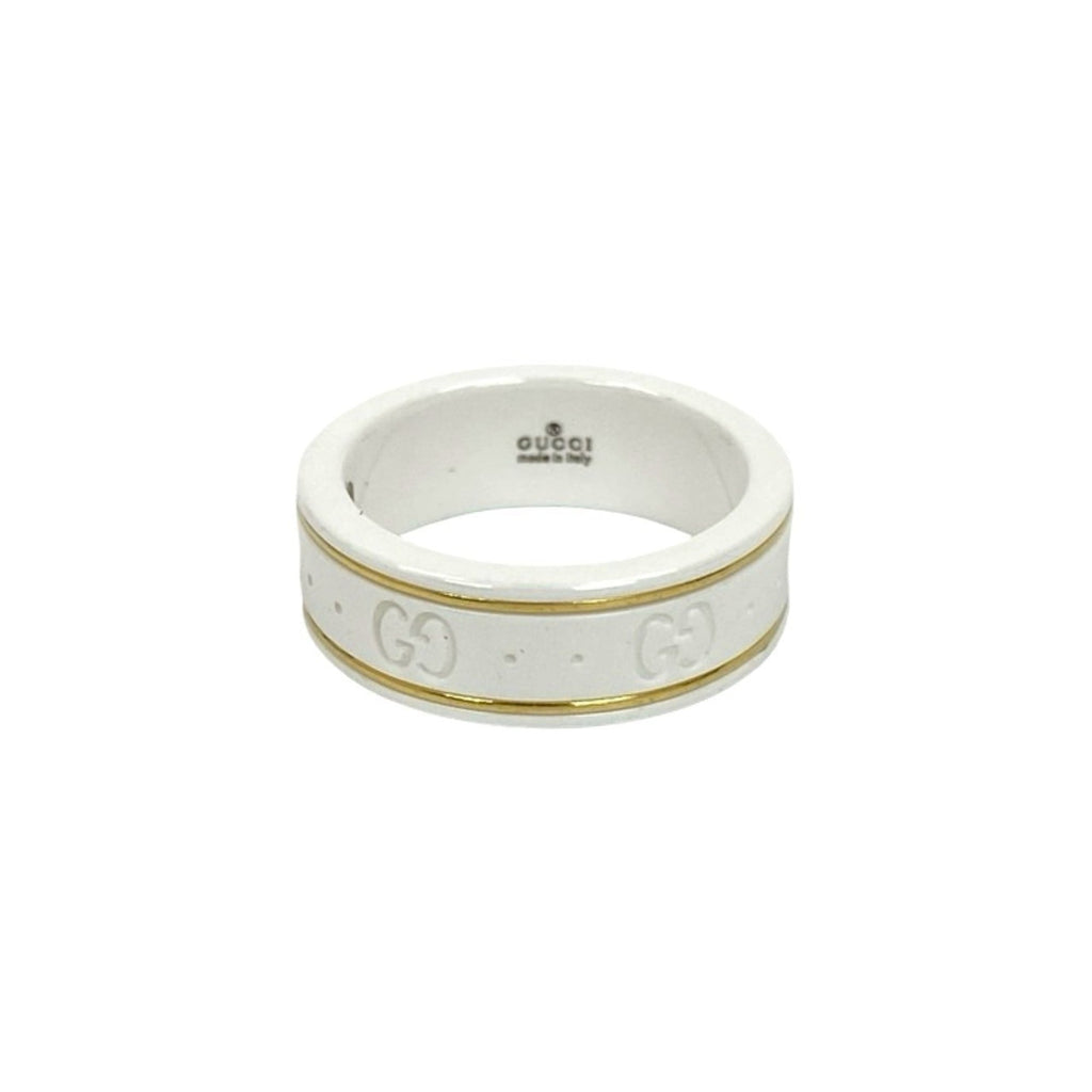 Gucci Gold White Ceramic Band Ring (Pre-Owned)