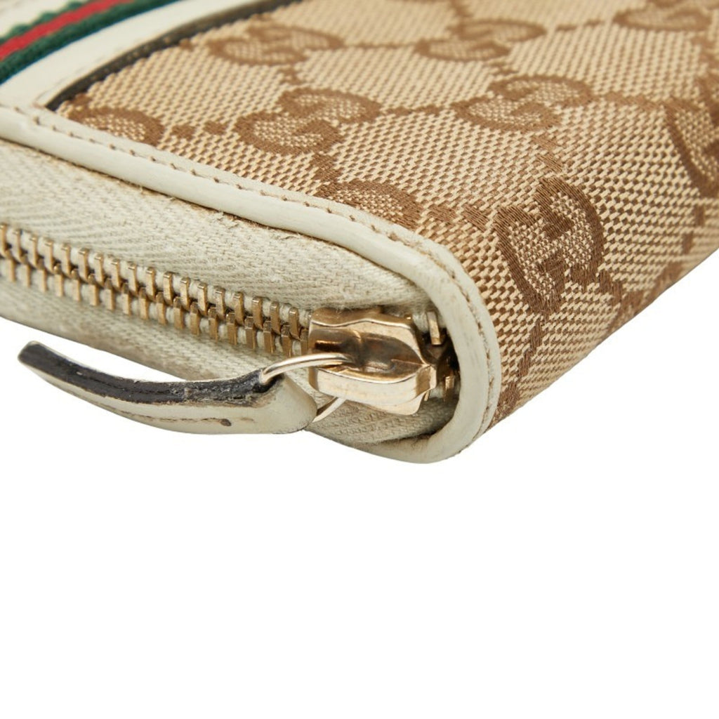 Gucci Beige Multi-Color Canvas Leather Long Wallet (Bi-Fold) (Pre-Owned)