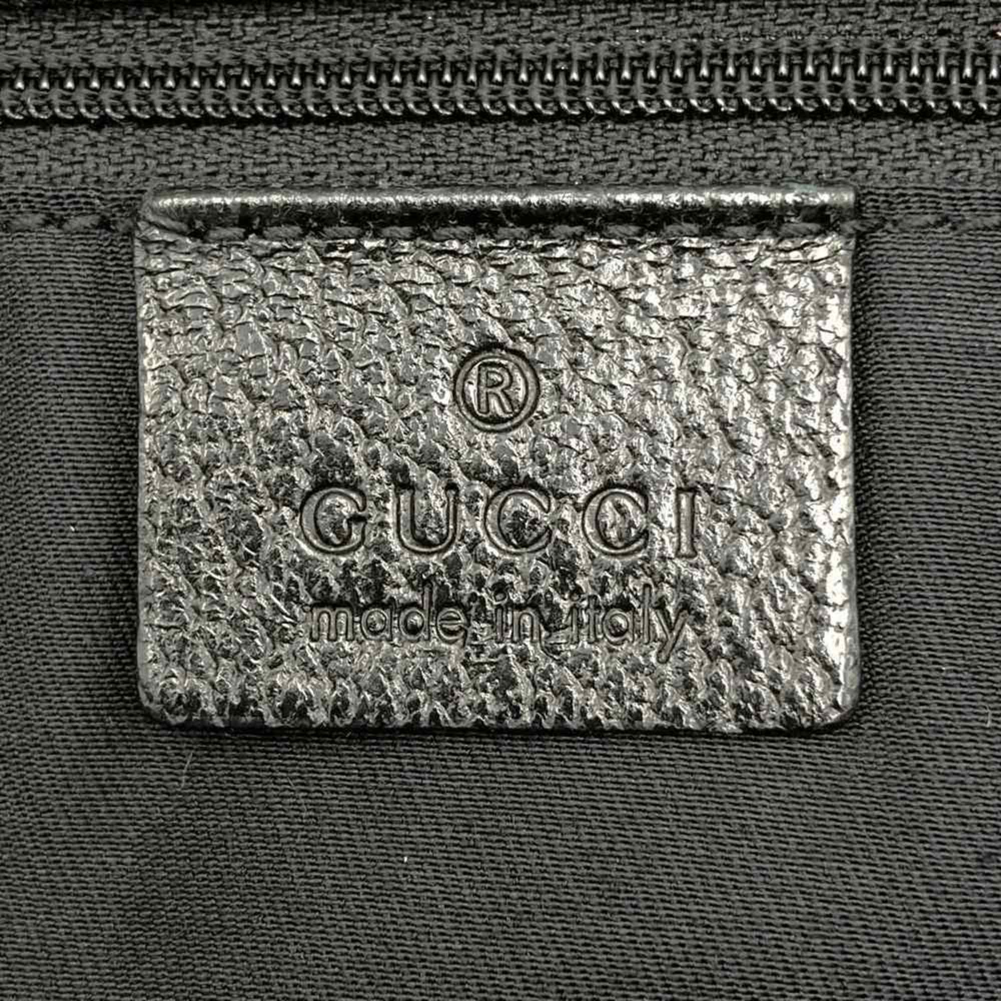 Gucci Gg Canvas Black Gg Canvas Leather Handbag Tote Bag (Pre-Owned)