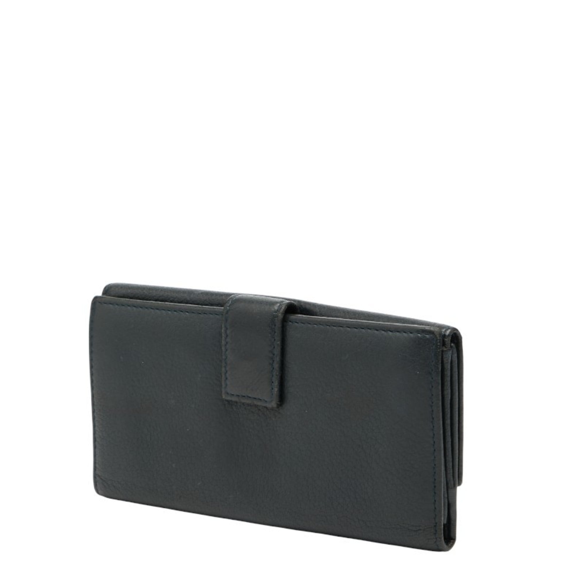 Gucci Navy Leather Long Wallet (Bi-Fold) (Pre-Owned)