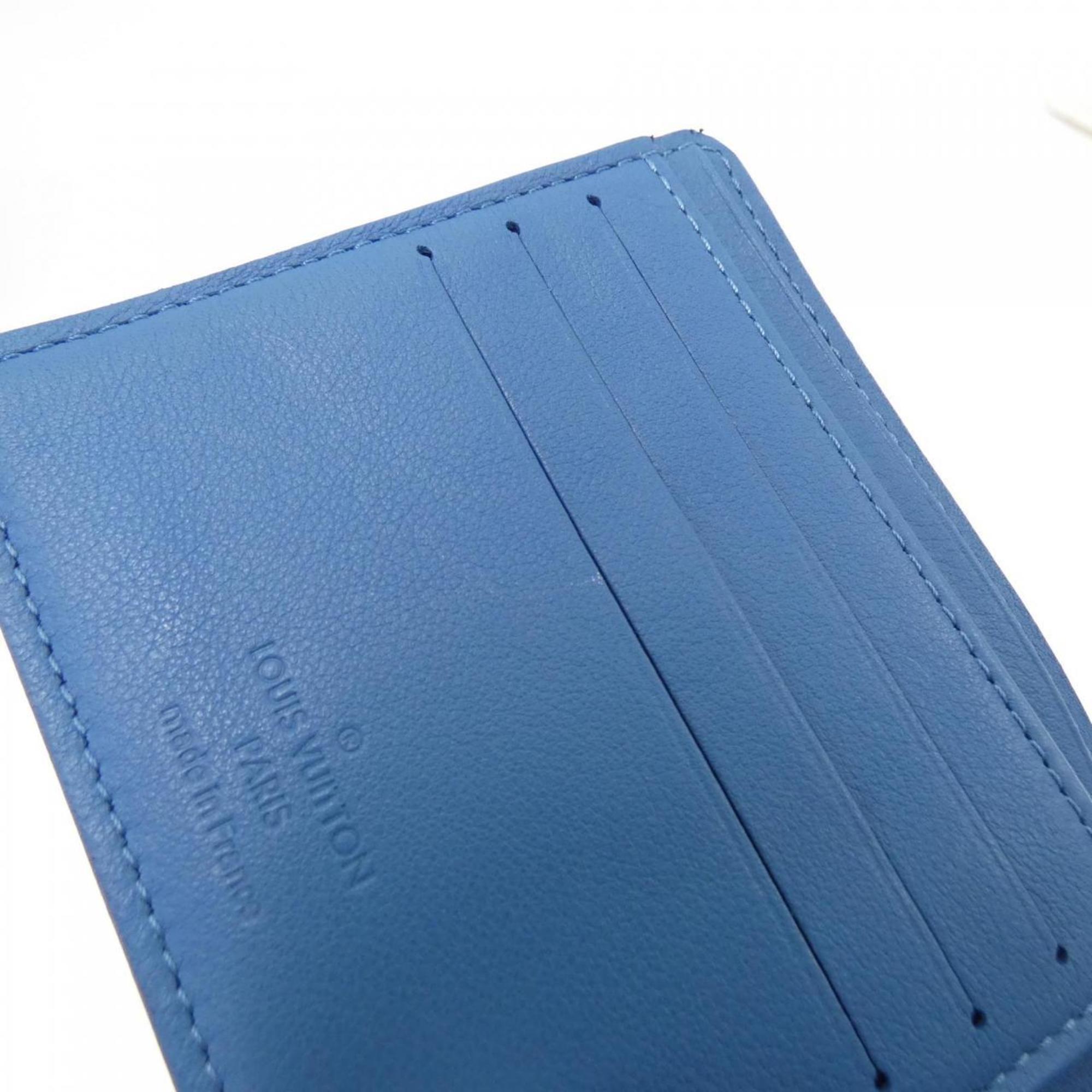 Louis Vuitton Blue Leather Long Bill Wallet (Bi-Fold) (Pre-Owned)