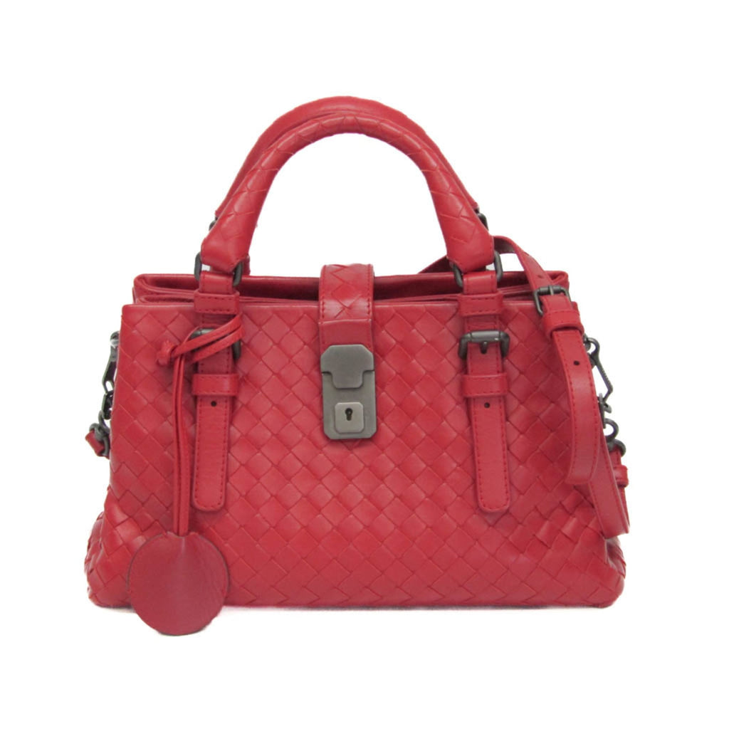 Bottega Veneta Roma Bag Intrecciato Nappa Red Leather Shoulder Bag Bag (Pre-Owned)