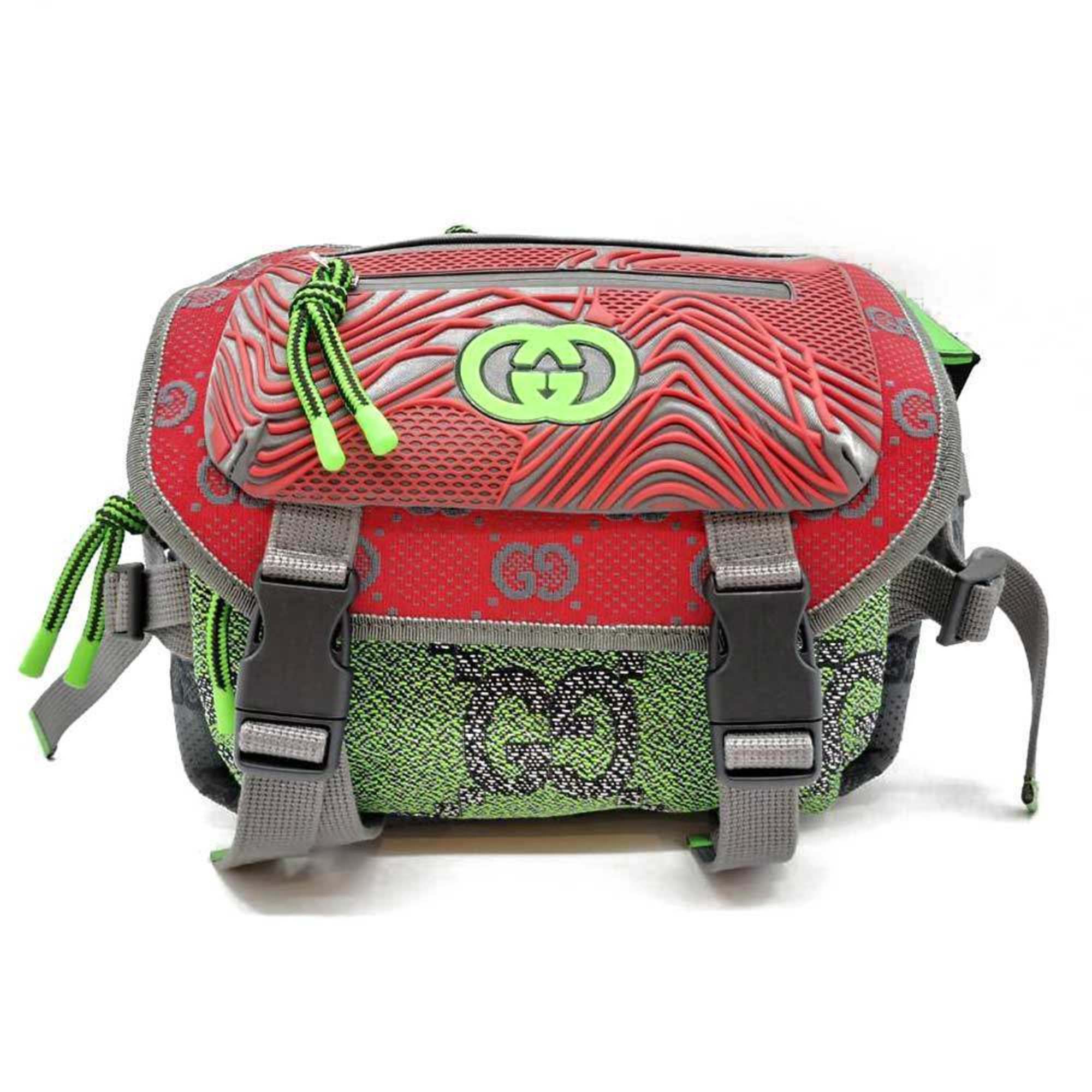 Gucci Gray Green Red Color Nylon Backpack Fanny Pack (Pre-Owned)