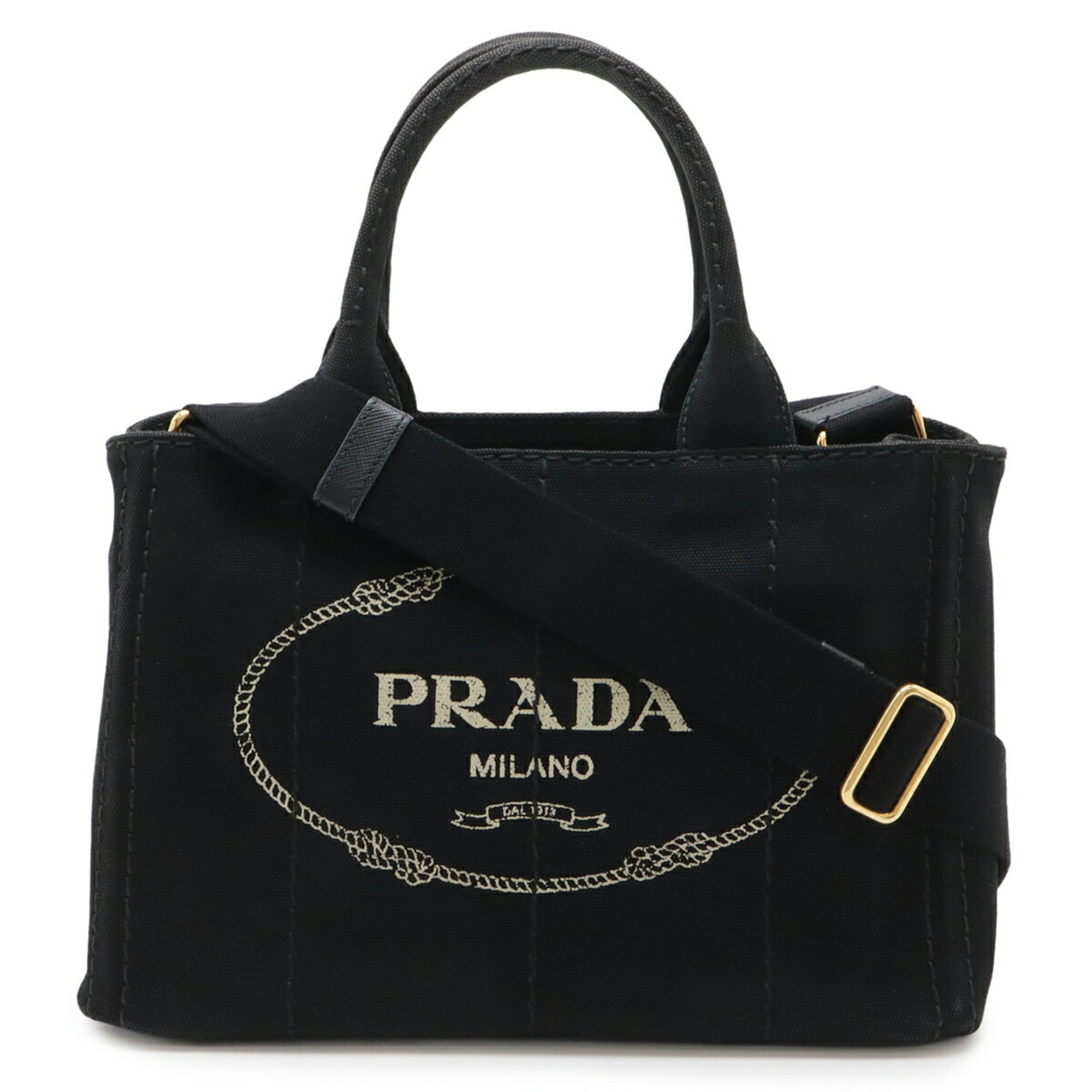 Prada Black Nero Canapa Canvas Handbag Shoulder Bag (Pre-Owned)