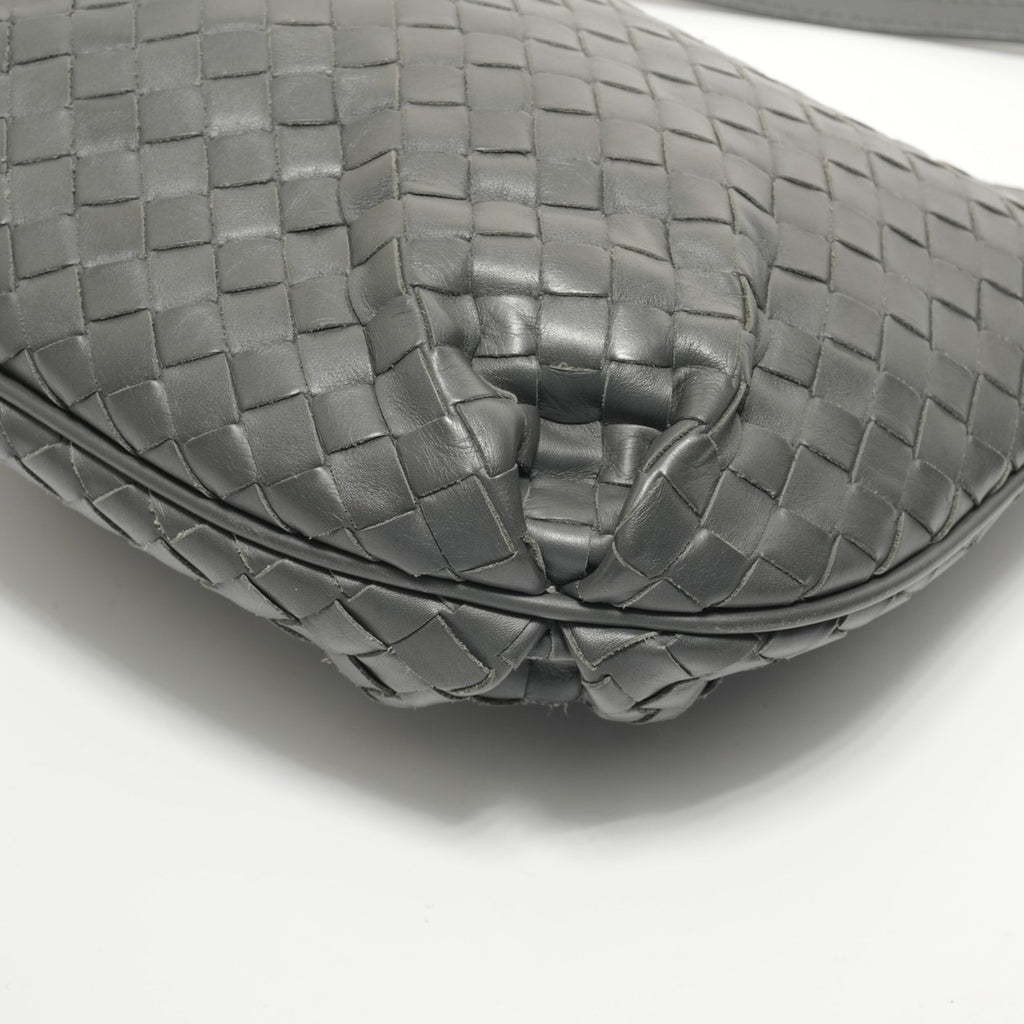 Bottega Veneta Intrecciato Gray Intrecciato Shoulder Bag (Pre-Owned)