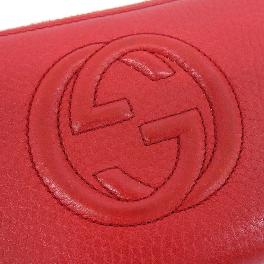 Gucci Red Color Leather Long Wallet (Bi-Fold) (Pre-Owned)