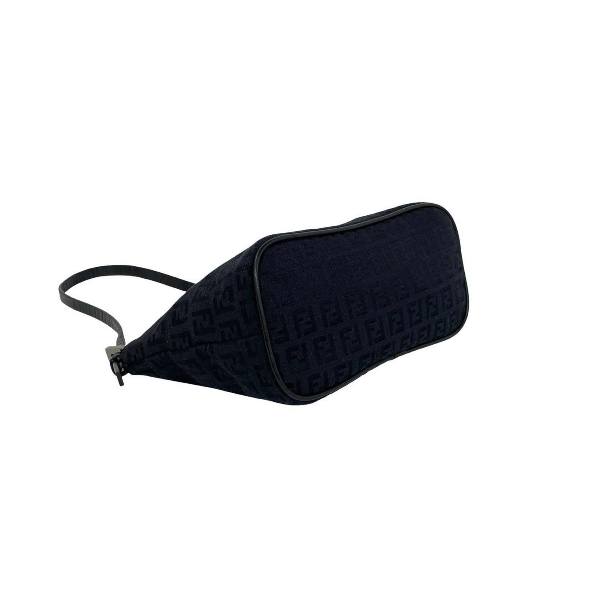 Fendi Black Canvas Leather Handbag Pouch Shoulder Bag (Pre-Owned)