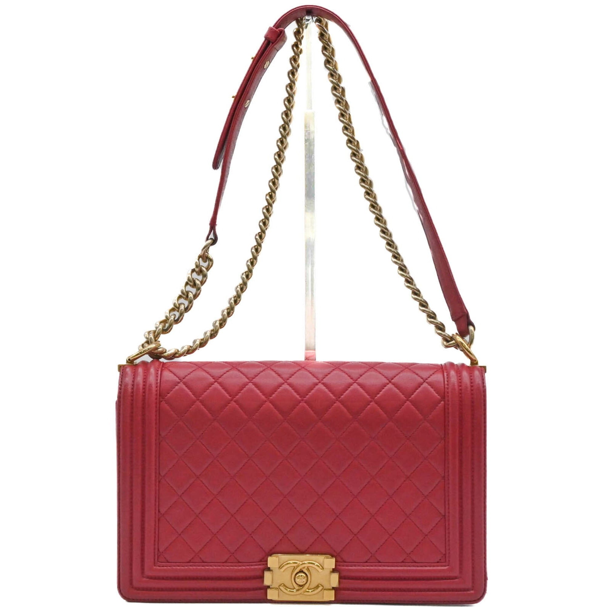 Chanel Red Color Leather Shoulder Bag (Pre-Owned)