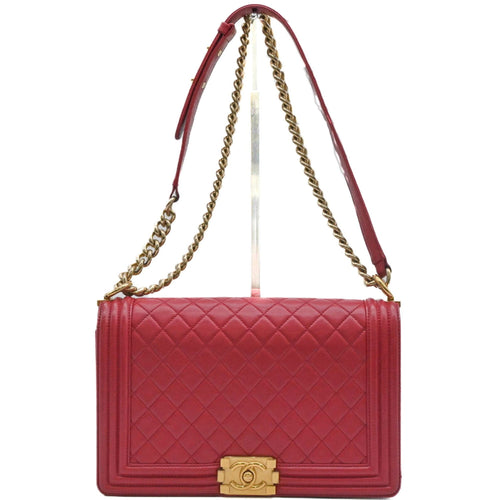 Chanel Red Color Leather Shoulder Bag (Pre-Owned)