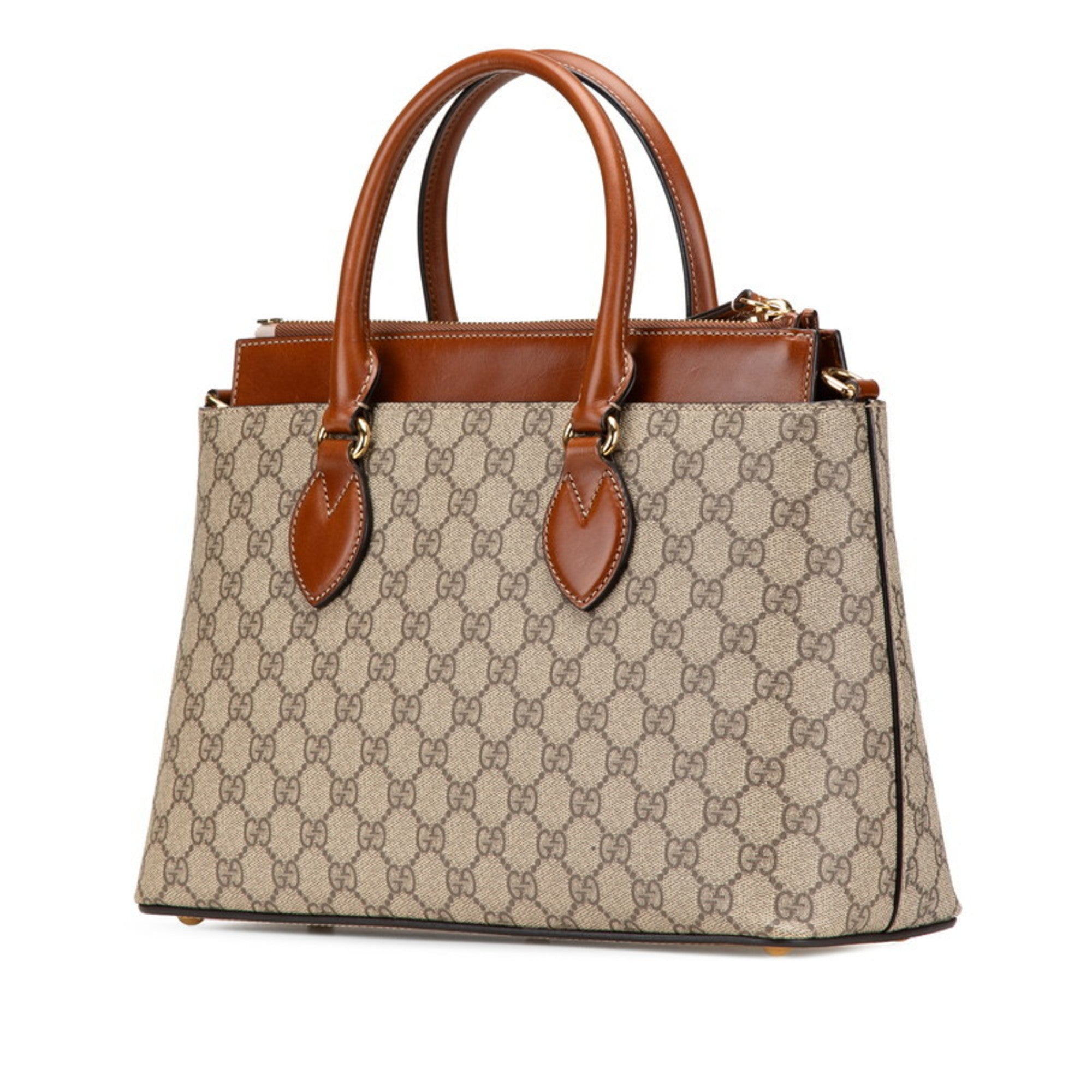 Gucci Beige Brown Pvc Leather Handbag Shoulder Bag (Pre-Owned)