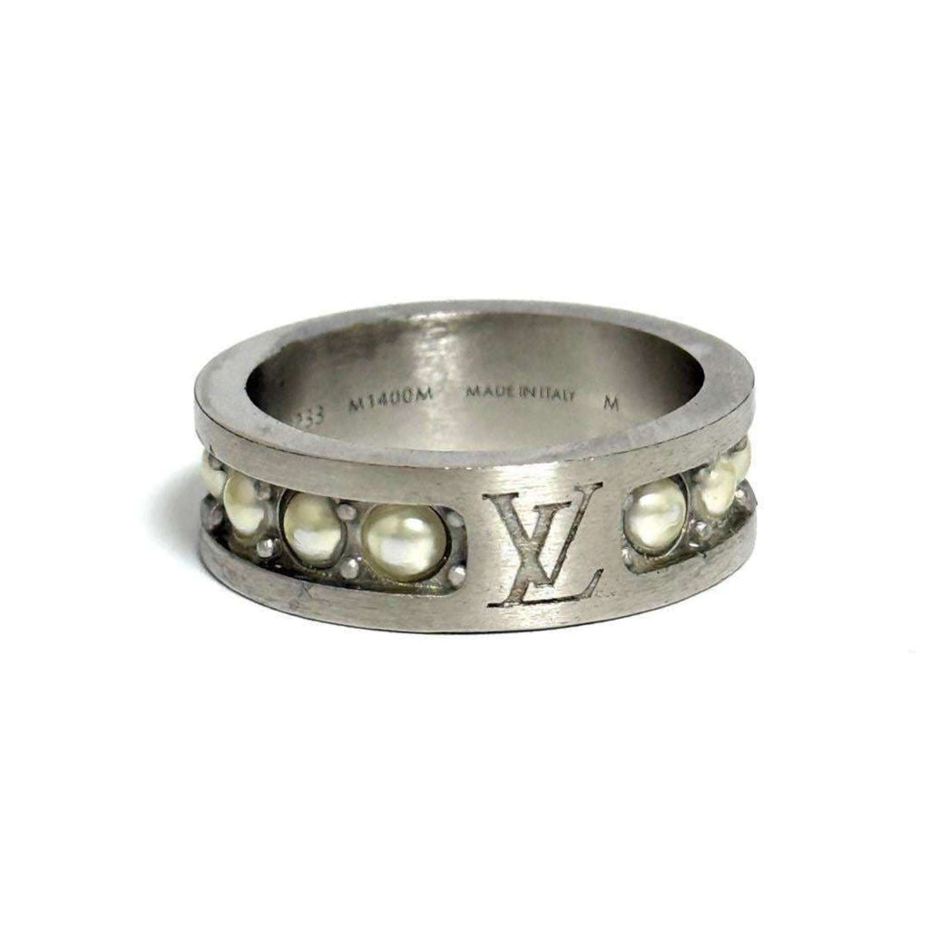 Louis Vuitton Artificial Pearl Metal Band Ring (Pre-Owned)