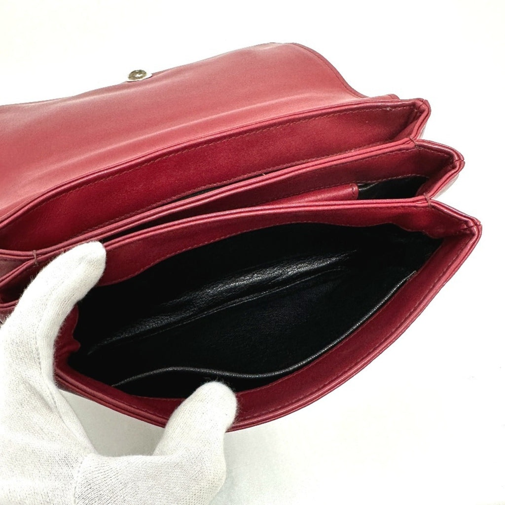 Prada Red Color Leather Shoulder Bag (Pre-Owned)
