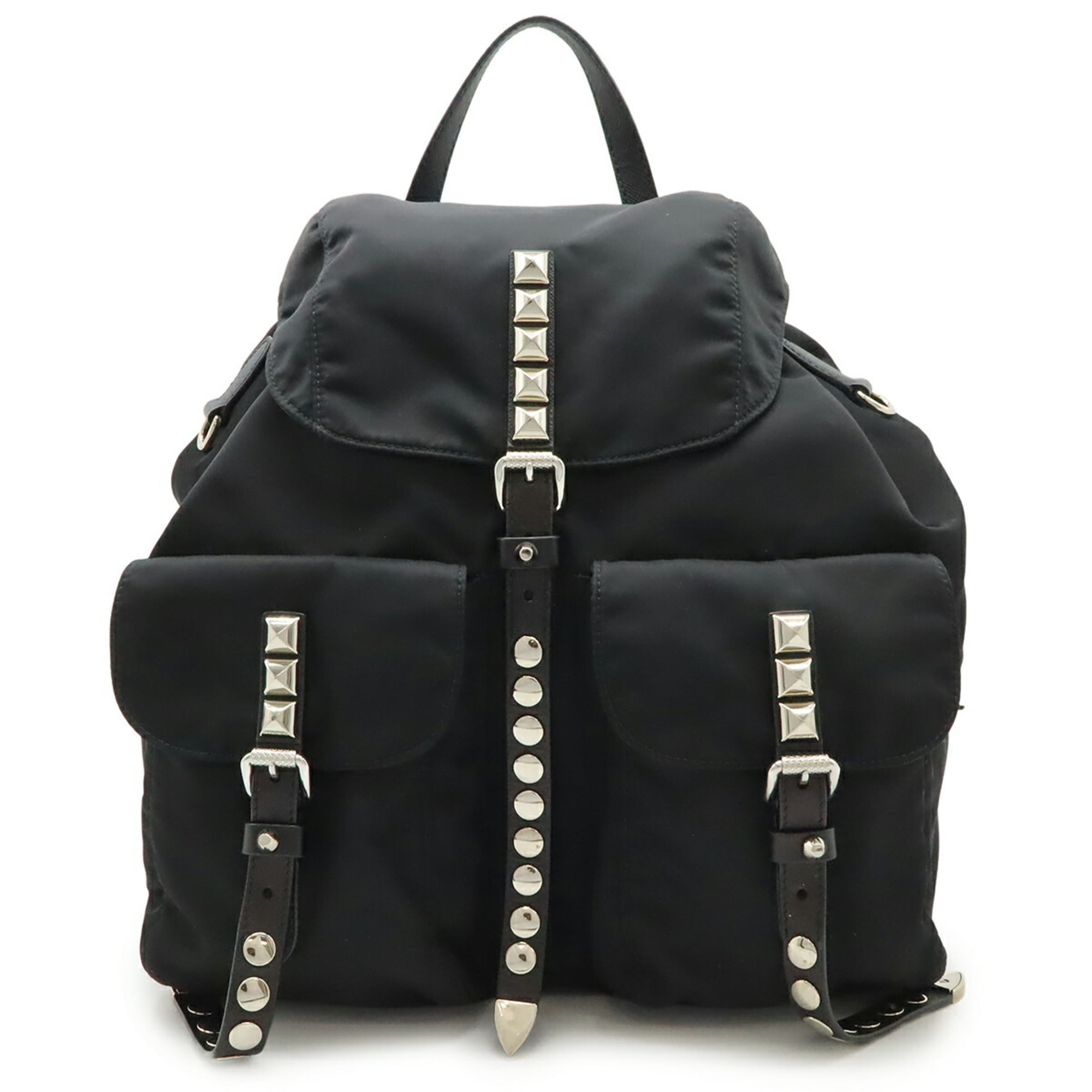 Prada Black Nero Nylon Leather Backpack (Pre-Owned)