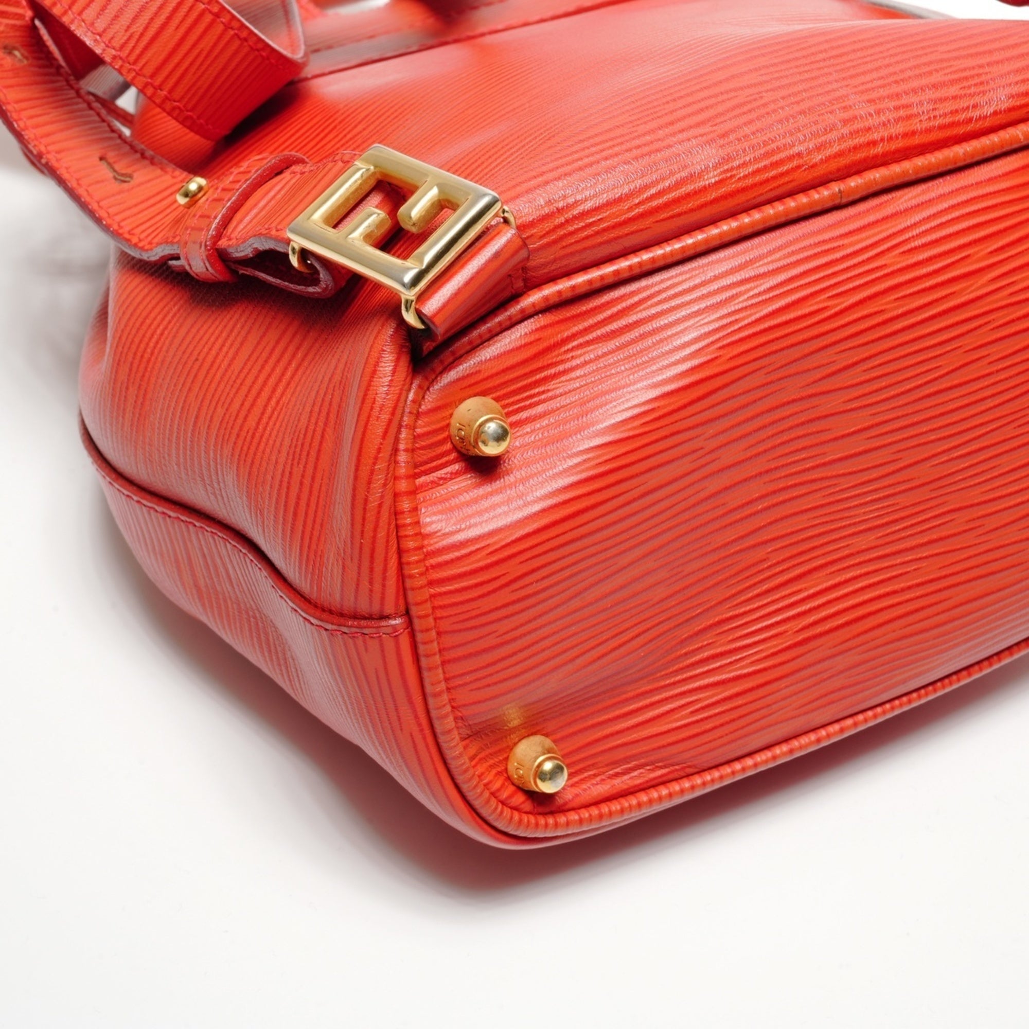 Fendi Red Color Leather Backpack (Pre-Owned)