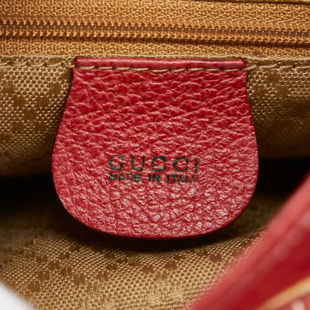 Gucci Bamboo Red Color Suede Leather Backpack (Pre-Owned)