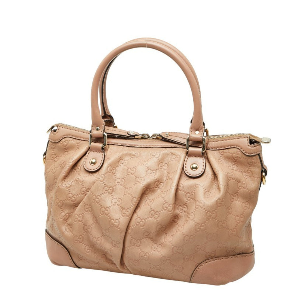 Gucci Beige Pink Canvas Leather Handbag Shoulder Bag (Pre-Owned)