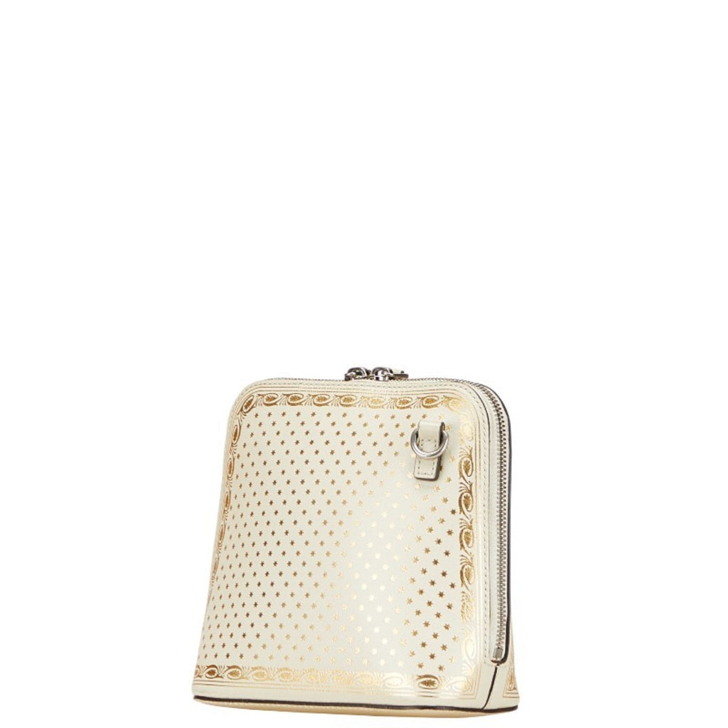 Gucci Gold White Leather Shoulder Bag (Pre-Owned)