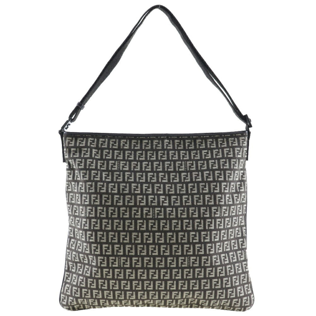 Fendi Zucchino Brown Canvas Shoulder Bag (Pre-Owned)