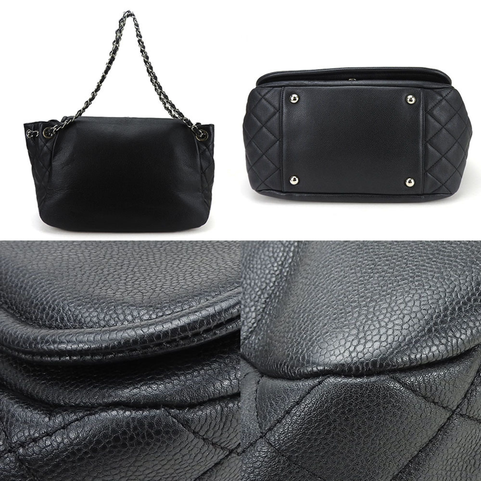 Chanel Black Grained Calfskin Shoulder Bag (Pre-Owned)