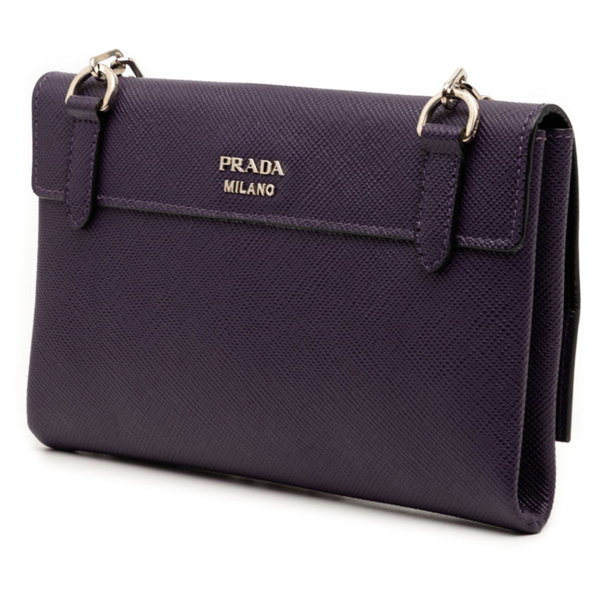 Prada Purple Leather Shoulder Bag (Pre-Owned)