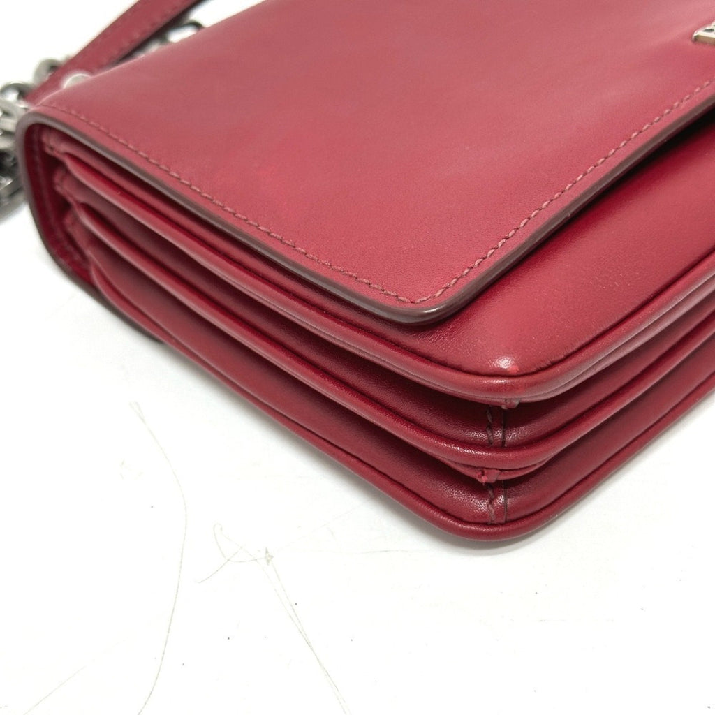 Prada Red Color Leather Shoulder Bag (Pre-Owned)
