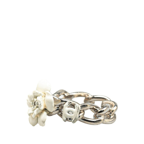 Chanel Silver White Metal Band Ring (Pre-Owned)