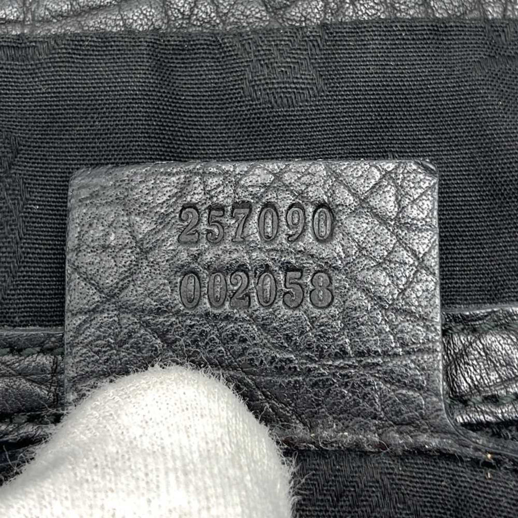 Gucci Black Bamboo Leather Handbag Shoulder Bag (Pre-Owned)