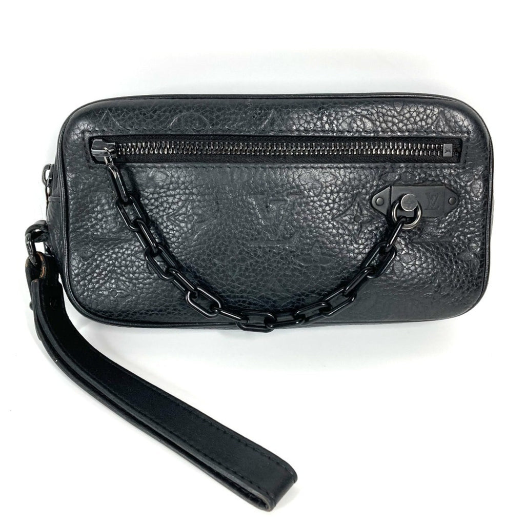 Louis Vuitton Black Noir Leather Clutch Bag Pouch (Pre-Owned)
