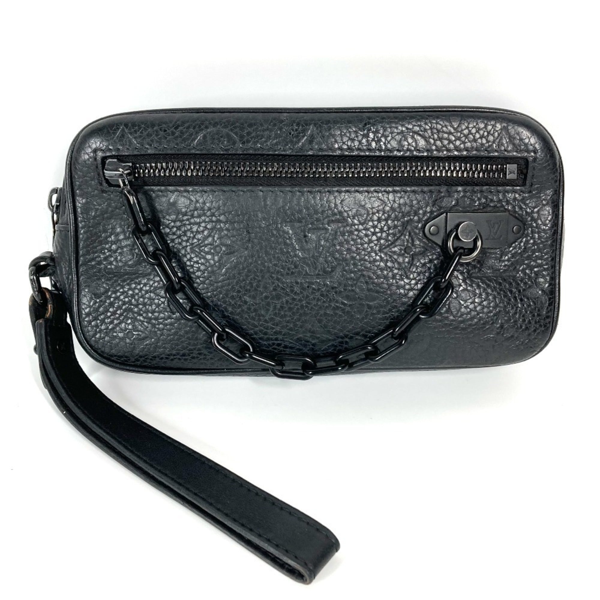Louis Vuitton Black Noir Leather Clutch Bag Pouch (Pre-Owned)