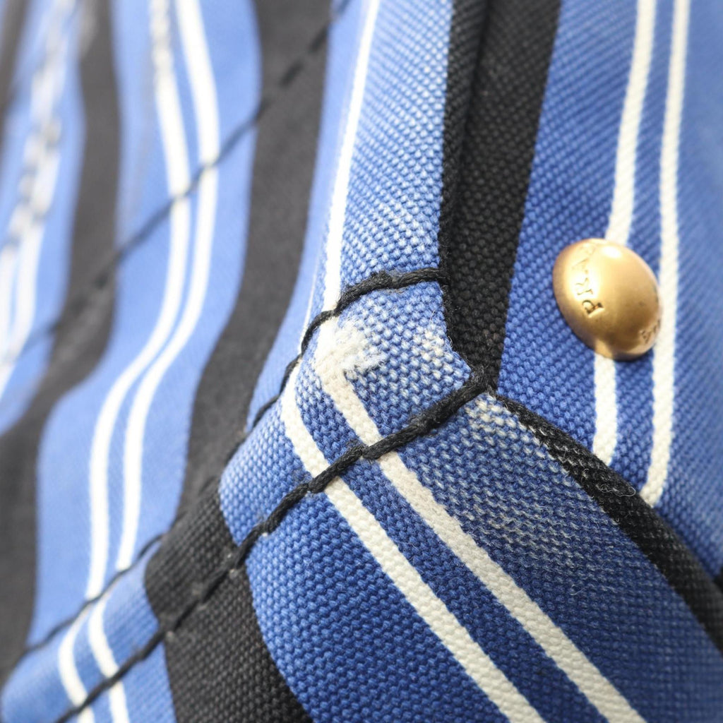 Prada Black Blue White Canvas Tote Bag (Pre-Owned)