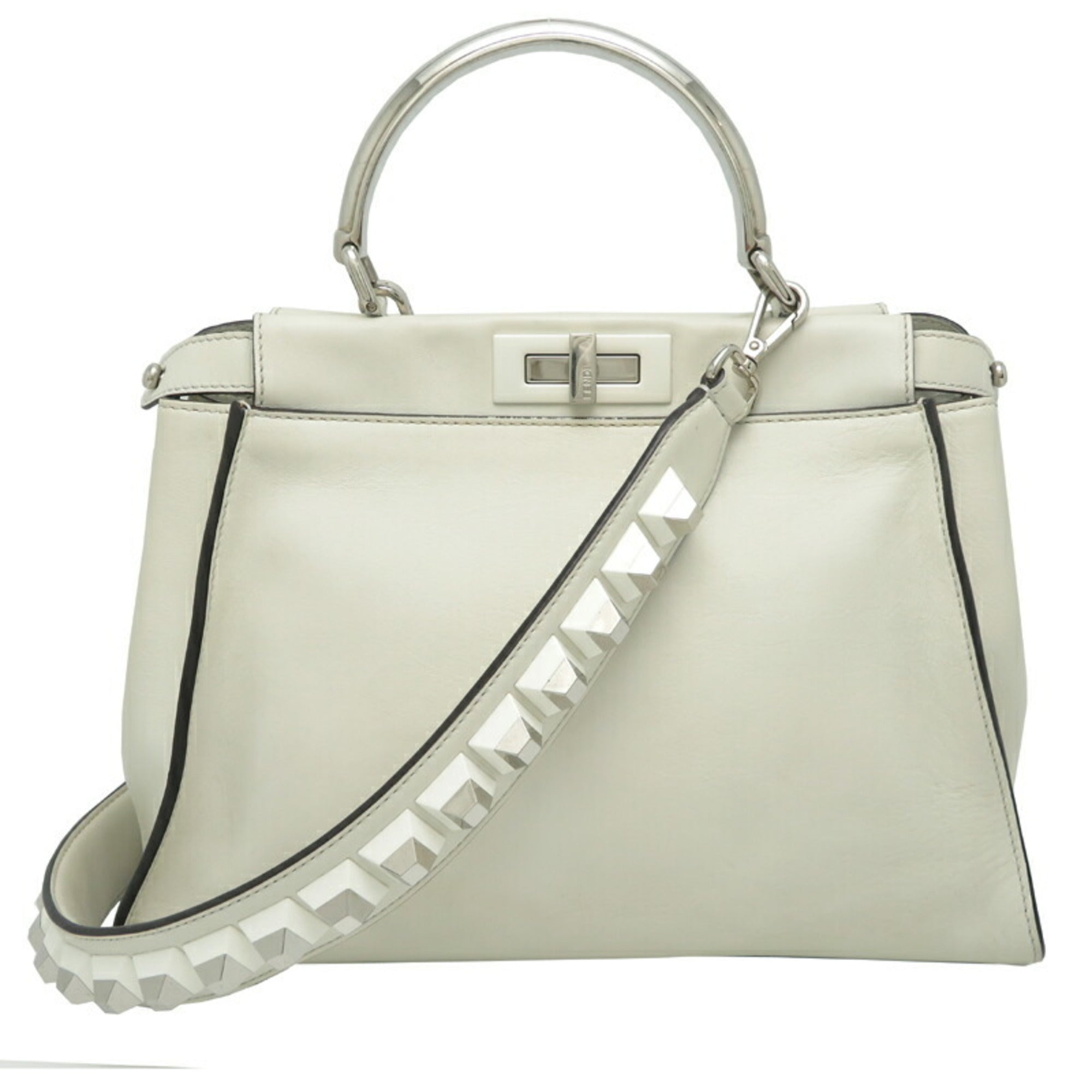 Fendi Peekaboo White Leather Handbag (Pre-Owned)