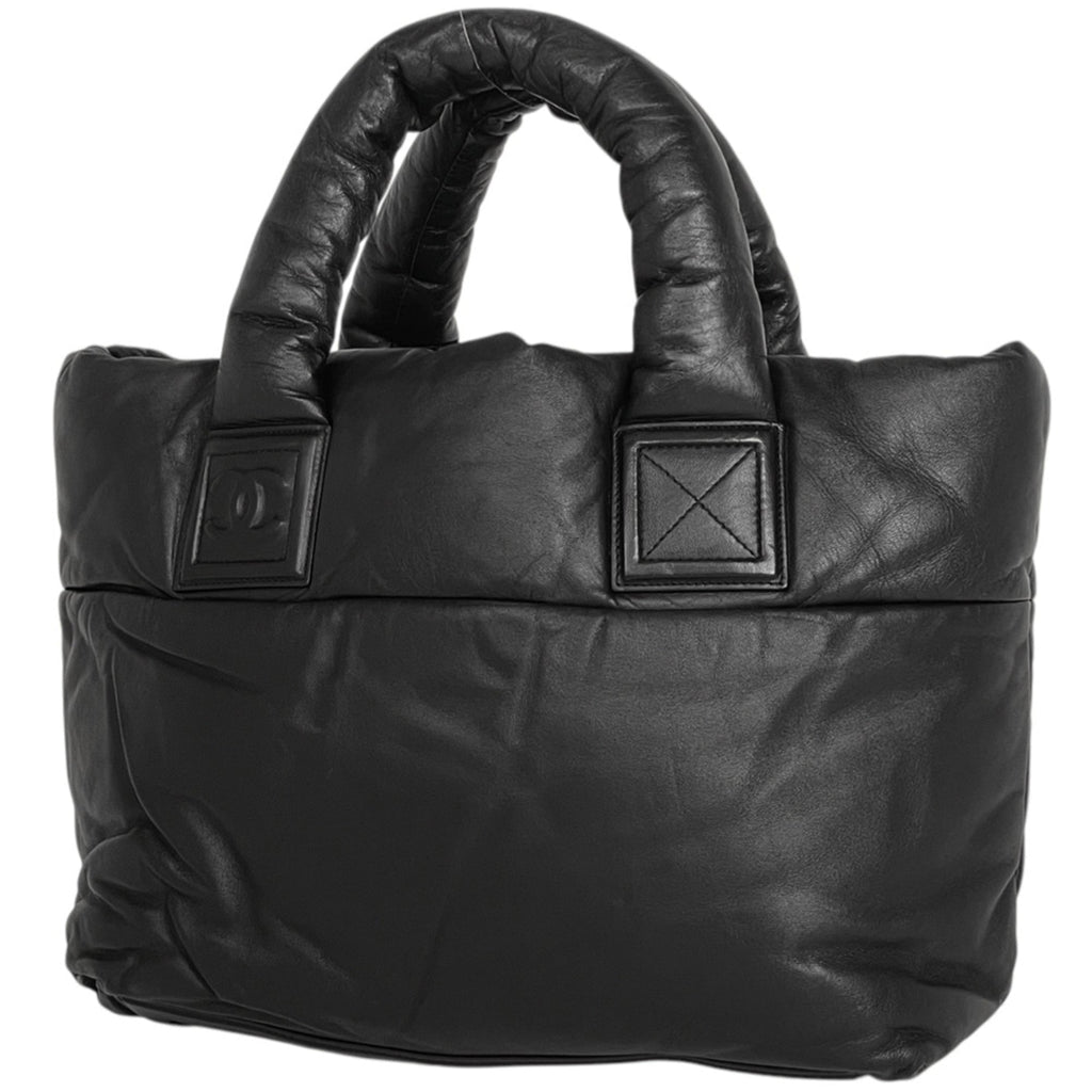 Chanel Black Leather Handbag Tote Bag (Pre-Owned)