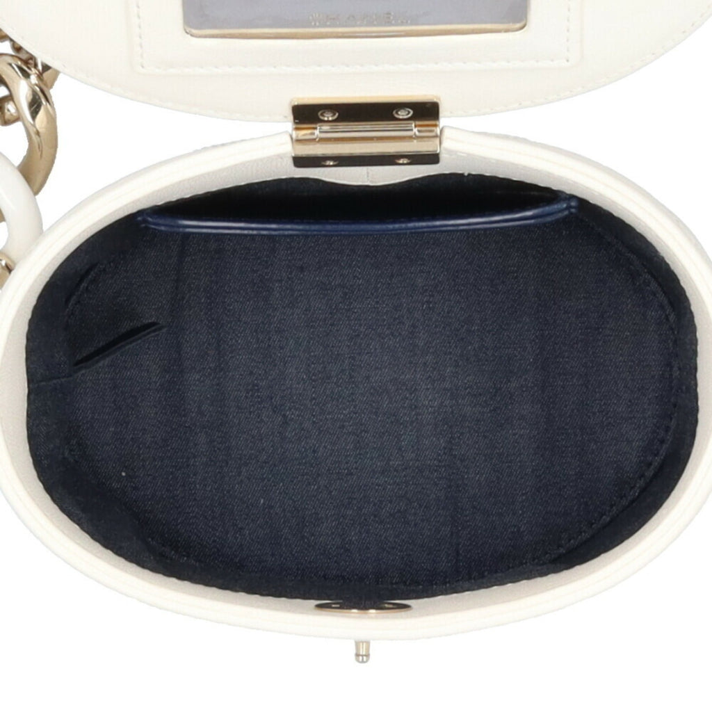 Chanel White Leather Shoulder Bag Vanity Bag (Pre-Owned)