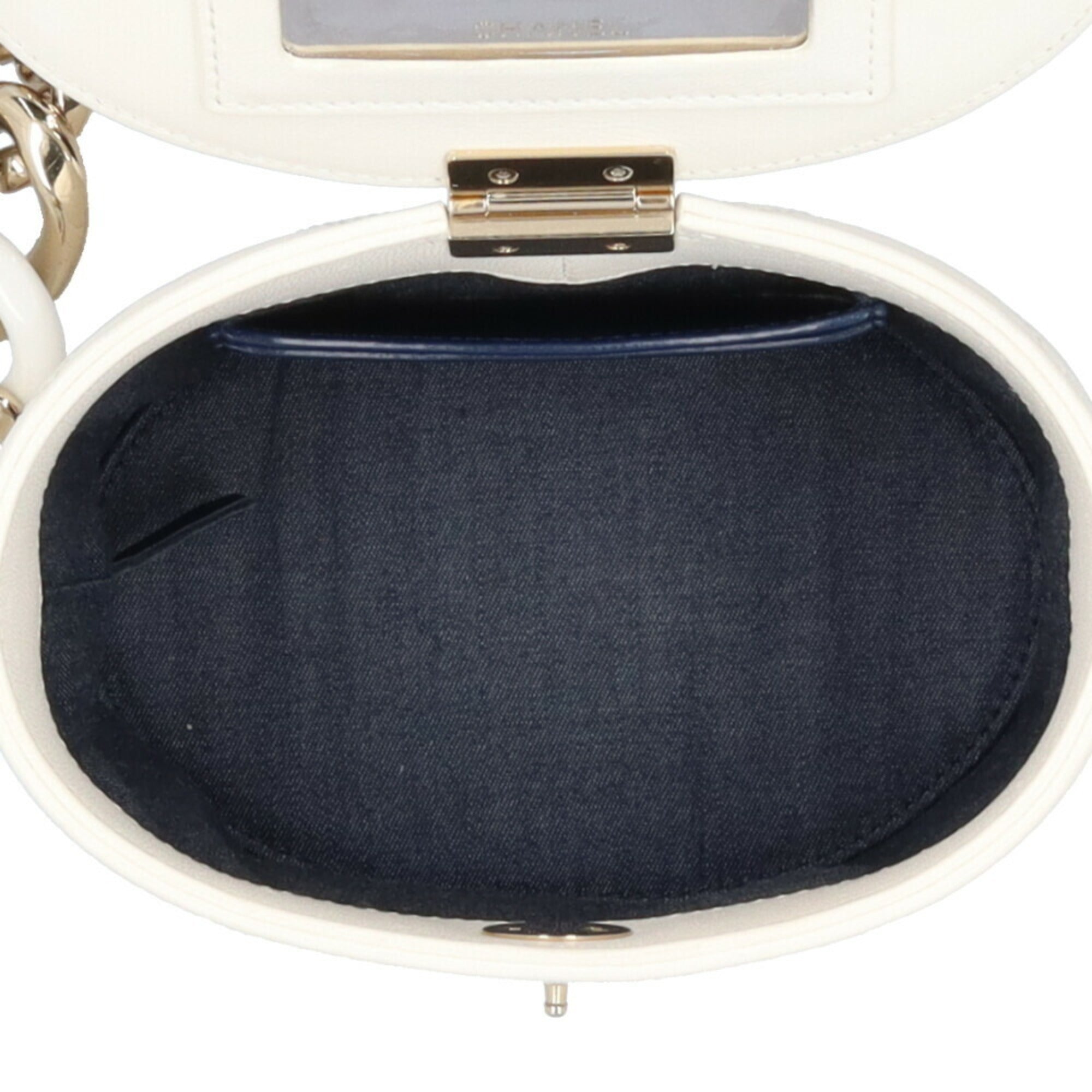 Chanel White Leather Shoulder Bag Vanity Bag (Pre-Owned)
