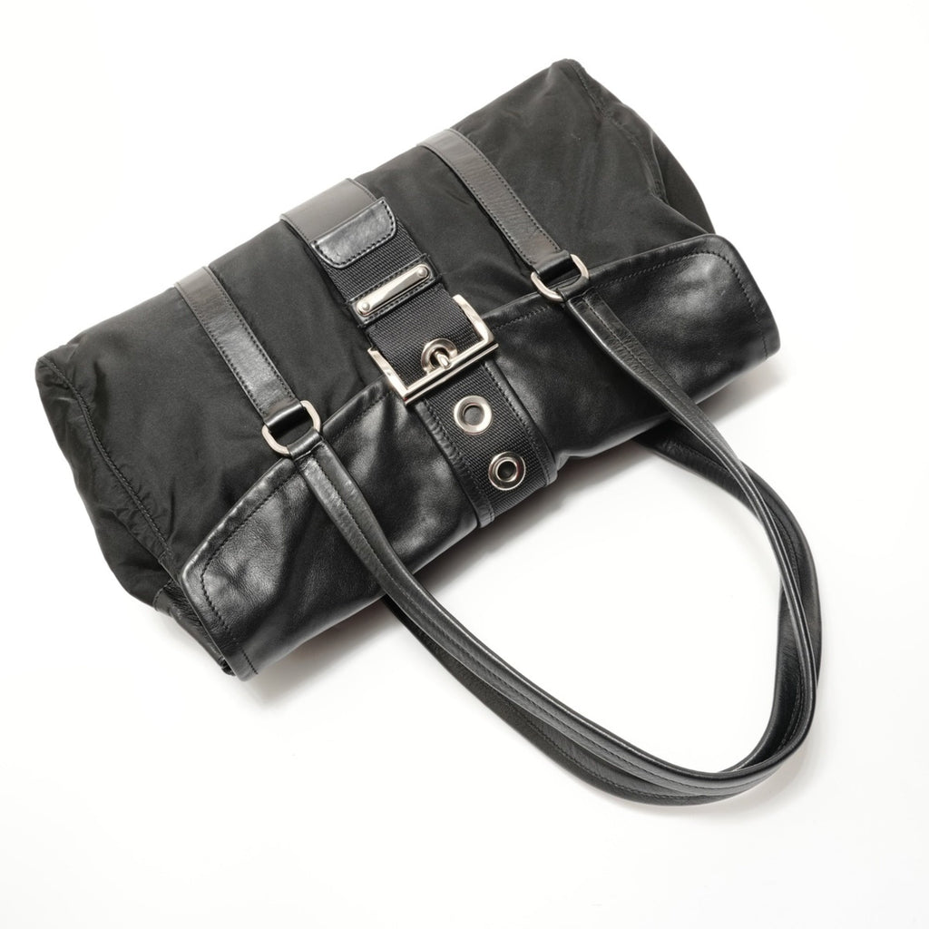 Prada Black Nylon Leather Shoulder Bag (Pre-Owned)