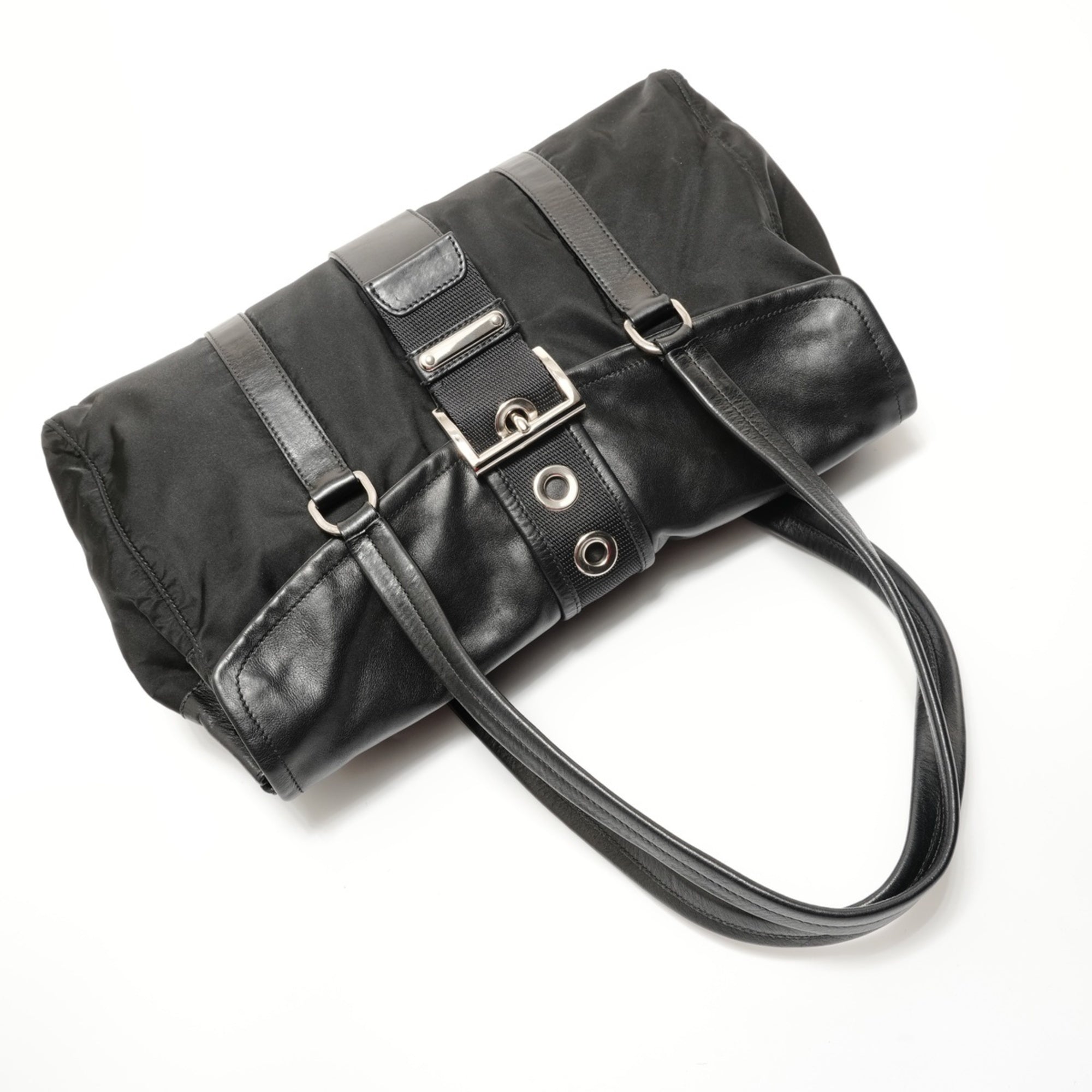 Prada Black Nylon Leather Shoulder Bag (Pre-Owned)