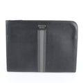 Prada Black Gray Leather Clutch Bag Pouch (Pre-Owned)