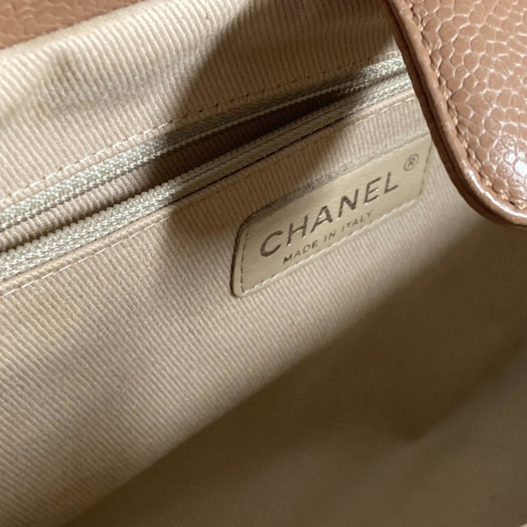 Chanel Beige Grained Calfskin Shoulder Bag Tote Bag (Pre-Owned)