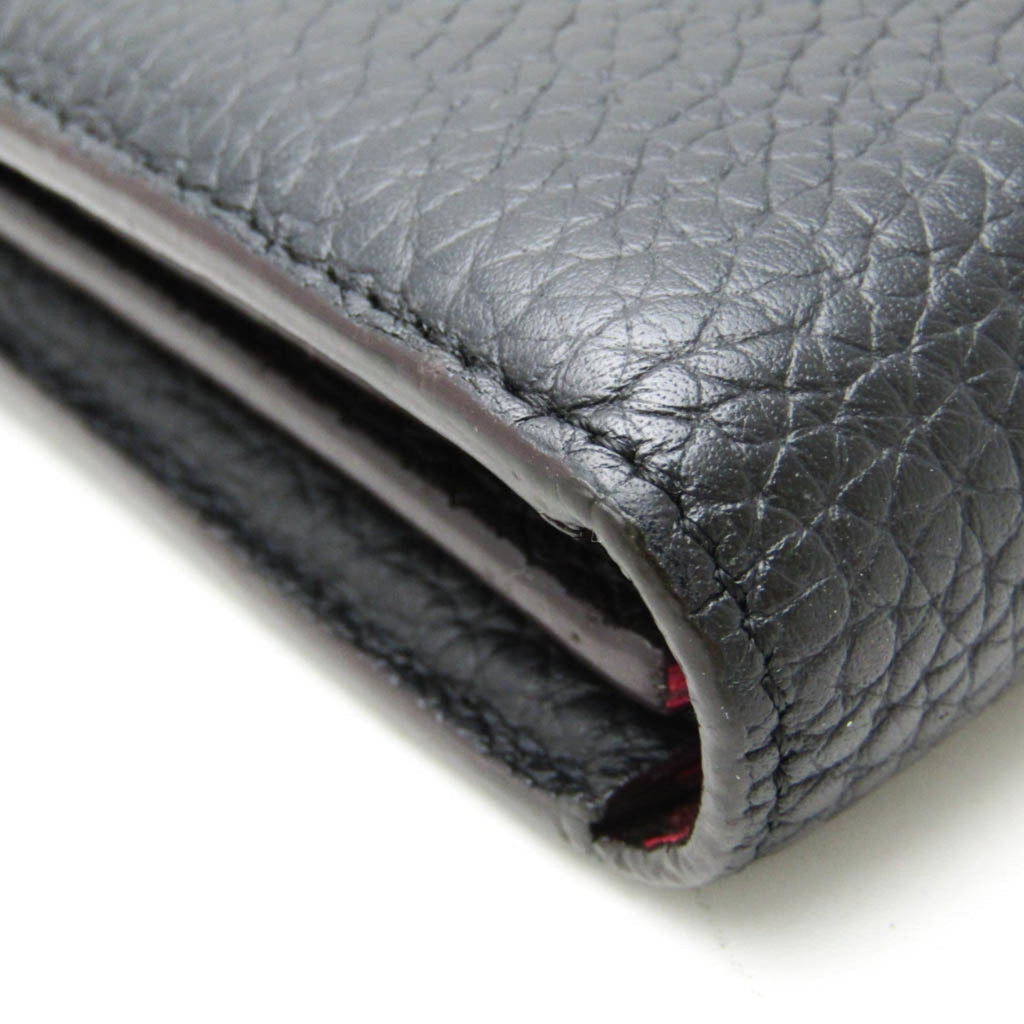 Louis Vuitton Taurillon Noir Leather Long Wallet (Bi-Fold) (Pre-Owned)